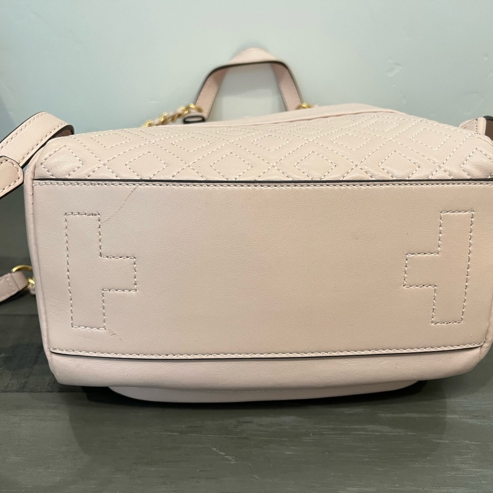 Tory Burch Fleming Backpack in Blush Pink, Quilted Leather with Adjustable Strap - Picture 7 of 10